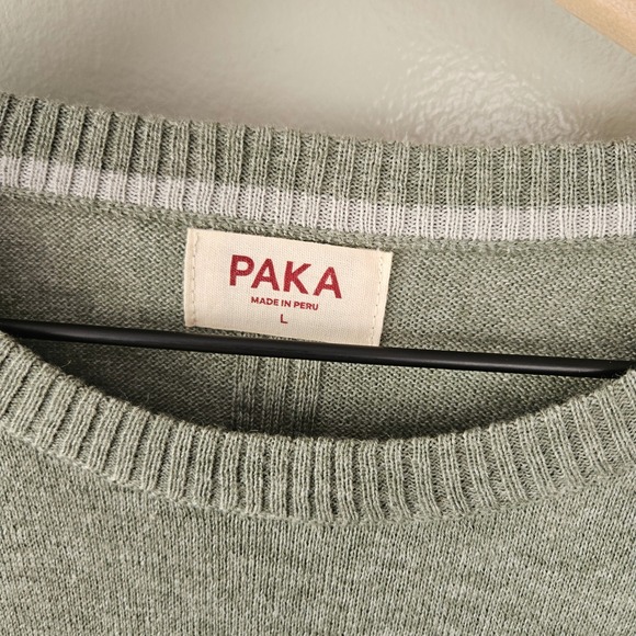 Paka Ultralight Crew Neck Sweater Sz L Lichen Green Pullover - Picture 4 of 11